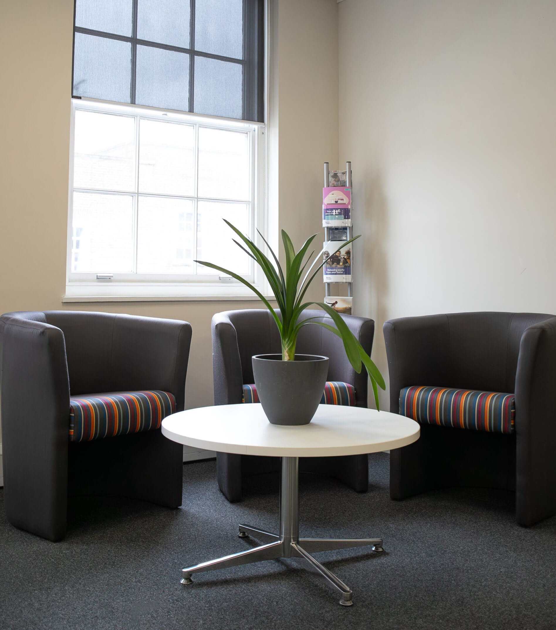 reception room with chairs and plant at EJS financial